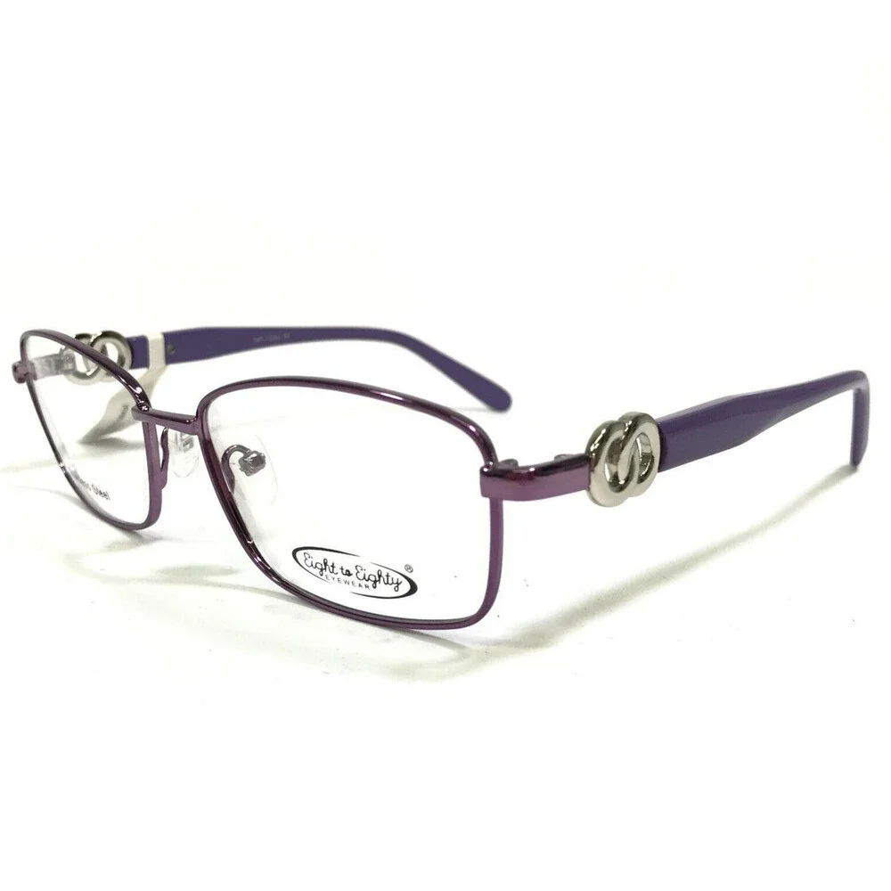Eight to Eighty Eyeglasses Frames IRENE VIOLET Purple Silver Cat Eye 54-16-140